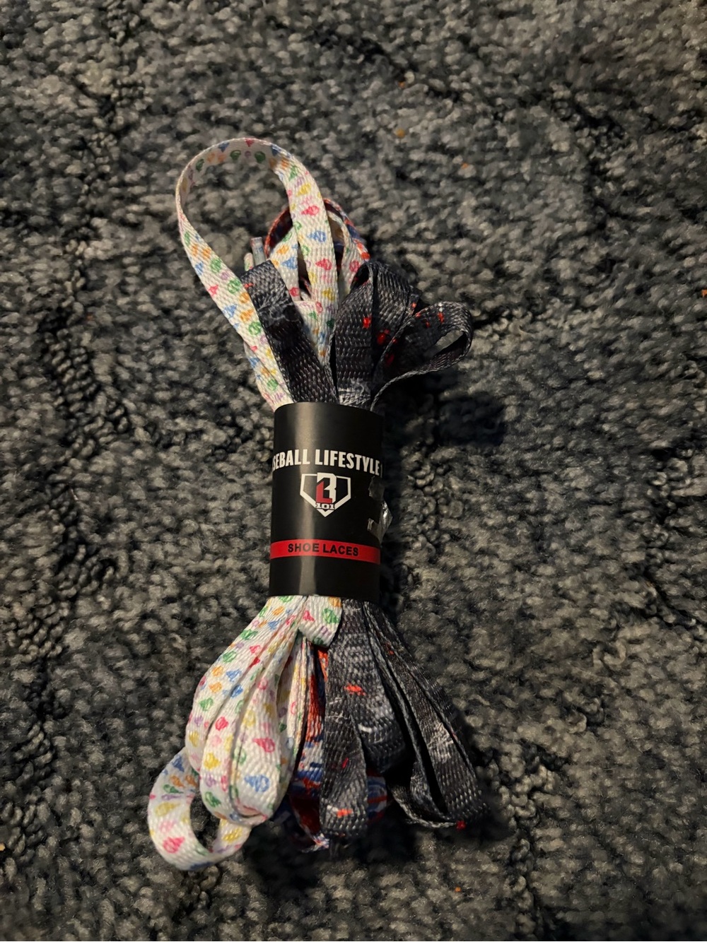 Baseball Lifestyle Kids Shoe Laces - Black & White Heart Print